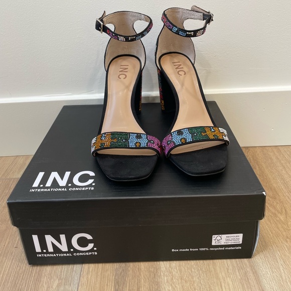 INC Puzzle Piece multicolored rhinestone heels - size 7 - Picture 2 of 5